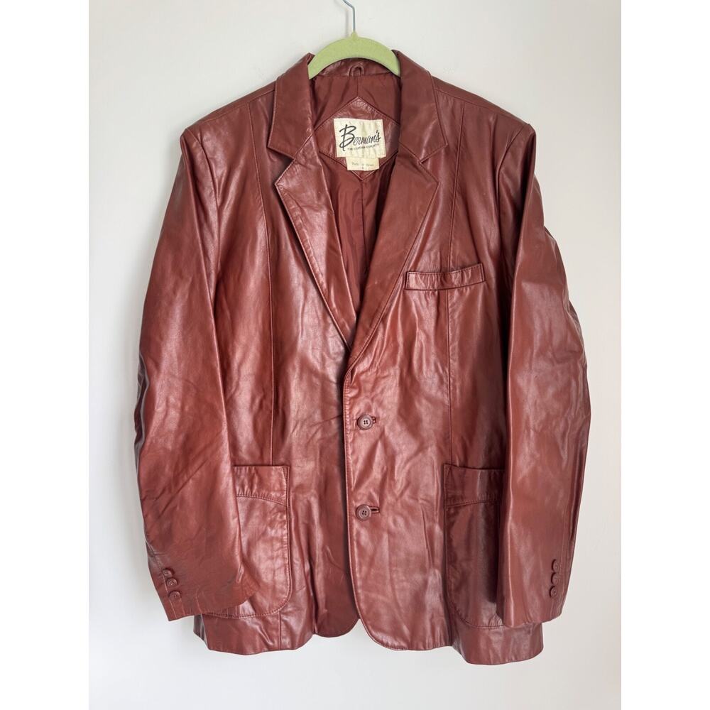 Vtg 80s Bermans Leather Sport Coat Lined COWBOY WESTERN Jacket